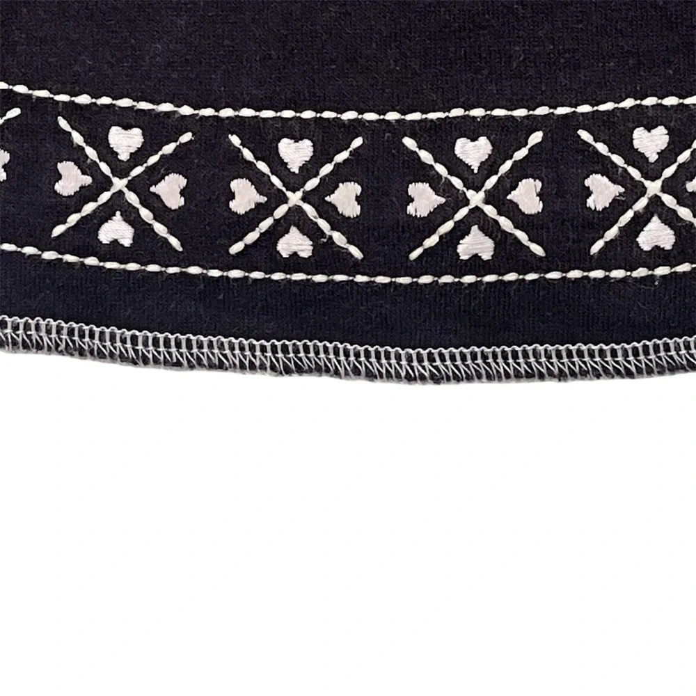 Alp-n-Rock Snowflake V Neck Long Sleeve Top Black Reversible Hearts Size XS/S - Picture 5 of 9